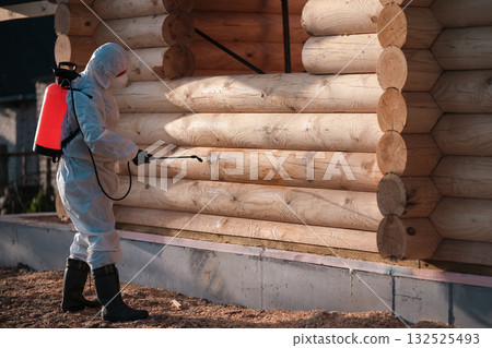 Disinsection of a wooden house 132525493