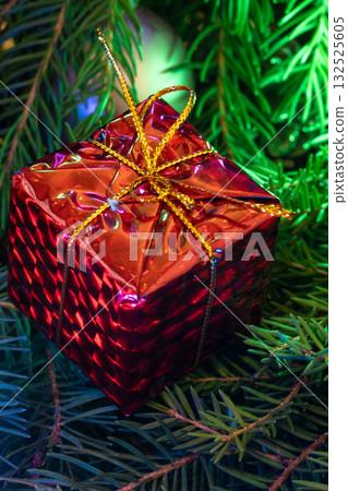 Red gifts under the Christmas tree 132525605