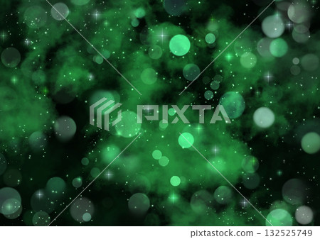 繁星閃爍的綠色夜空 132525749