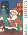 聖誕老公公饒有興致地讀著圖畫書。 132525901