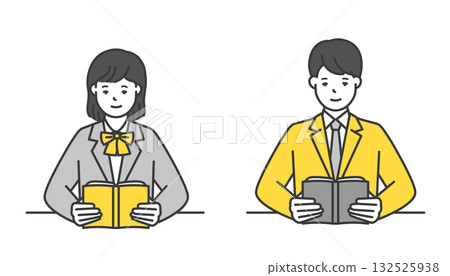 Illustration material of female and male students in uniform studying Illustration material of female and male students in uniform studying 132525938