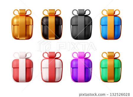 A set colorful gift box with ribbon and bow A set colorful gift box with ribbon and bow 132526028