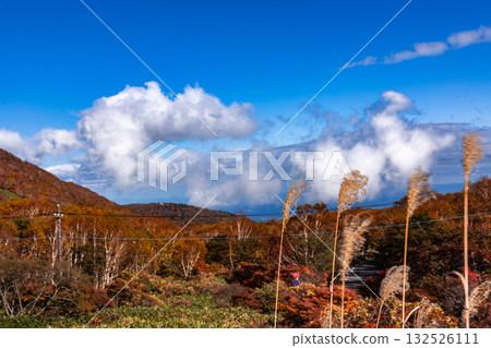 The colorful view of Mt. Nasu seen from the parking lot The colorful view of Mt. Nasu seen from the parking lot 132526111