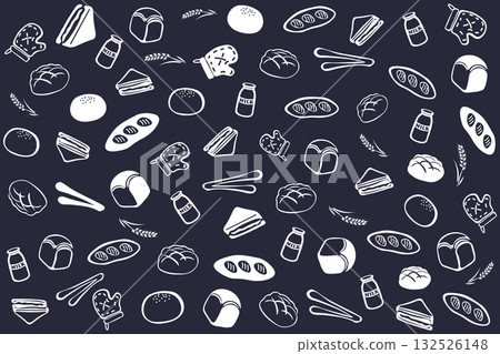 白色線條繪製麵包壁紙插圖 03 132526148