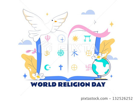World Religion Day Vector Illustration with Symbol Icons of Different Faiths Promoting Unity and Respect Among All Beliefs in a Background World Religion Day Vector Illustration with Symbol Icons of Different Faiths Promoting Unity and Respect Among All Beliefs in a Background 132526252