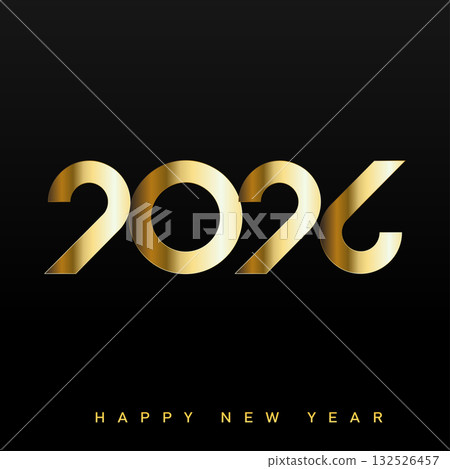 Modern stylized Happy New Year 2026 golden logo design. Vector Modern stylized Happy New Year 2026 golden logo design. Vector 132526457
