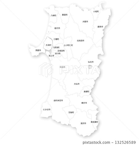 秋田縣及市町村空白地圖 132526589