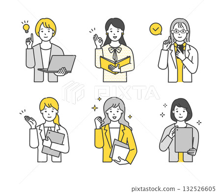 Simple image of a business person holding a computer or file. Illustration material set 132526605