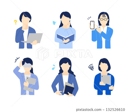 一張商務人士手持電腦或檔案的簡單圖片。插圖素材集 132526610