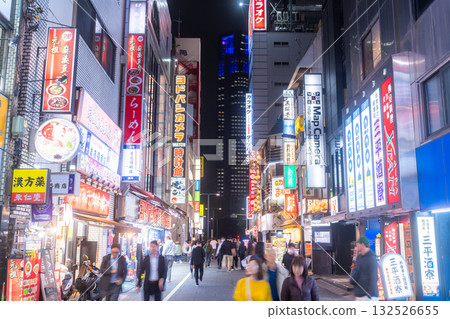 Tokyo: Shinjuku West Exit, the neon-lit entertainment district Tokyo: Shinjuku West Exit, the neon-lit entertainment district 132526655