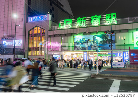 [Tokyo] Shinjuku Station city night view/Shinjuku New South Exit 132526797