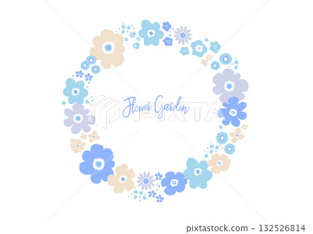 一款飾有淺藍色和米色花朵的柔美花環(適合春季、美容和新娘使用) 一款飾有淺藍色和米色花朵的柔美花環(適合春季、美容和新娘使用) 132526814