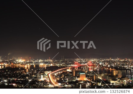 Night view of Wakato Bridge 4 132526874