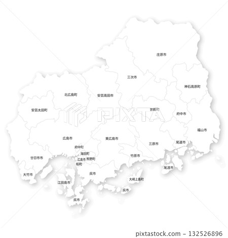 廣島縣及市町村空白地圖 132526896
