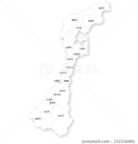Blank map of Ishikawa prefecture and municipalities Blank map of Ishikawa prefecture and municipalities 132526900