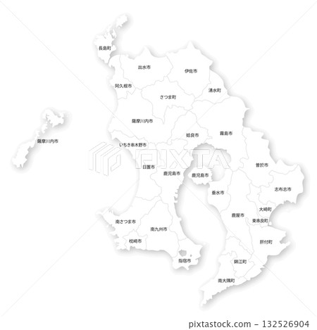 鹿兒島縣及市町村空白地圖 132526904