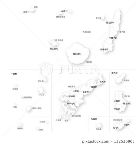 Blank map of remote islands in Kagoshima Prefecture 132526905