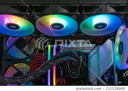 High-Performance Computer Build with RGB Lighting and Advanced Cooling System. Modern Tech 132526980