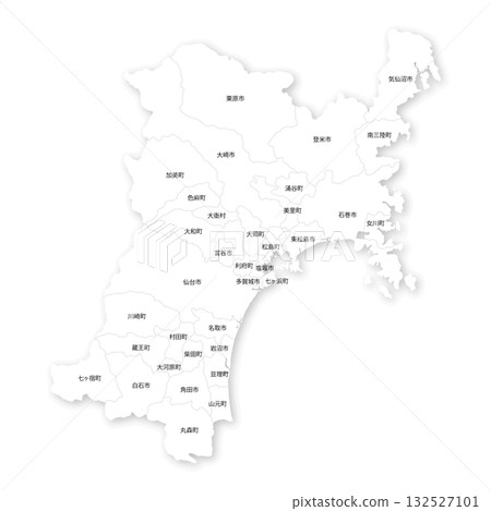 宮城縣及市町村空白地圖 132527101