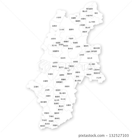 長野縣及市町村空白地圖 長野縣及市町村空白地圖 132527103