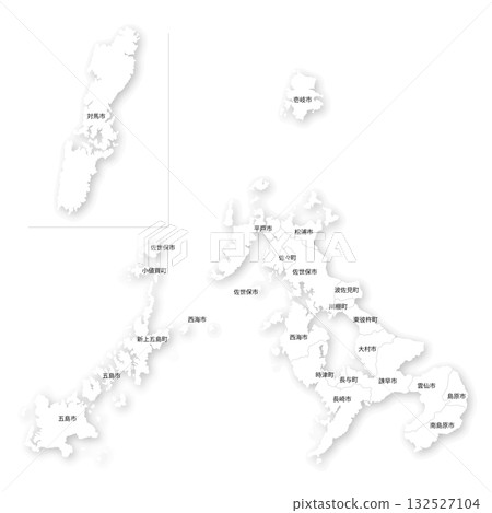 長崎縣及市町村空白地圖 132527104