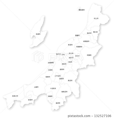 新潟縣及市町村空白地圖 132527106