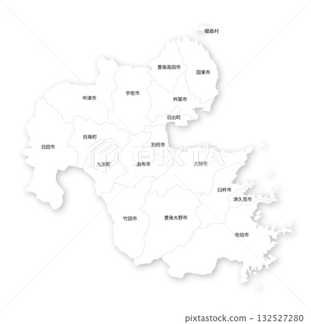 大分縣及市町村空白地圖 大分縣及市町村空白地圖 132527280