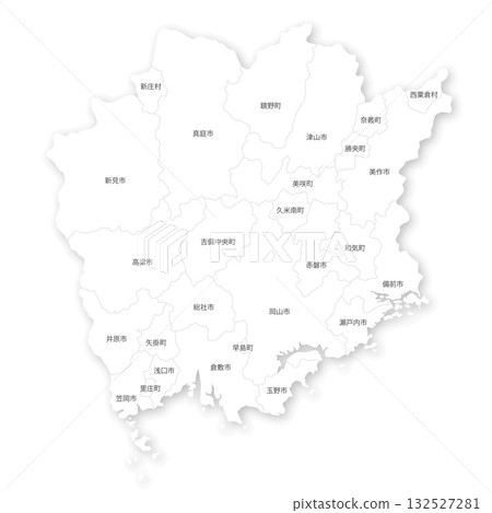 岡山縣及市町村空白地圖 132527281