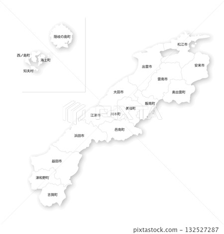 島根縣及市町村空白地圖 132527287