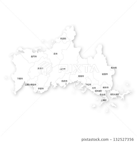 山口縣及市町村空白地圖 132527356