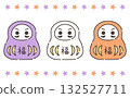 Cute purple, white and orange daruma illustration material set 132527711
