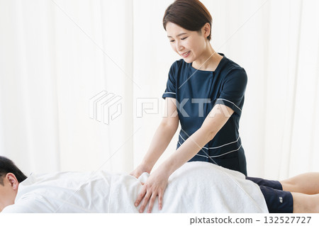 Young man receiving a massage from a therapist Beauty image Young man receiving a massage from a therapist Beauty image 132527727