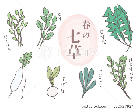 手繪七種春季草藥 132527924
