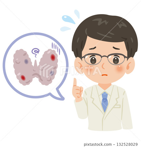 甲狀腺功能異常,身穿白大褂的男醫生,上半身插圖 甲狀腺功能異常,身穿白大褂的男醫生,上半身插圖 132528029