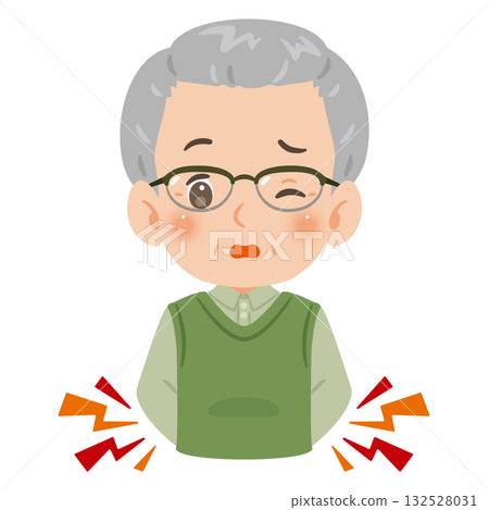 Senior man suffering from back pain Upper body illustration 132528031