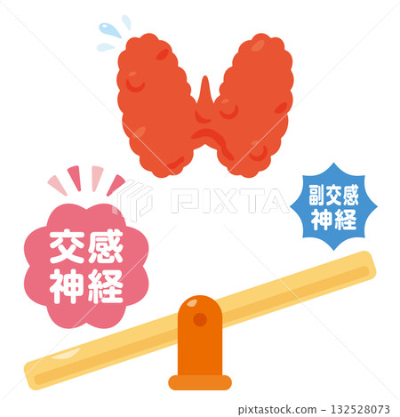 當交感神經系統處於主導地位並過度活躍時，甲狀腺的示意圖 132528073