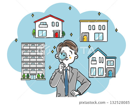 Businessman helping to find a home Vector 132528085