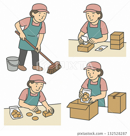 Employment support, vocational training, illustrations of training content such as light work Employment support, vocational training, illustrations of training content such as light work 132528287