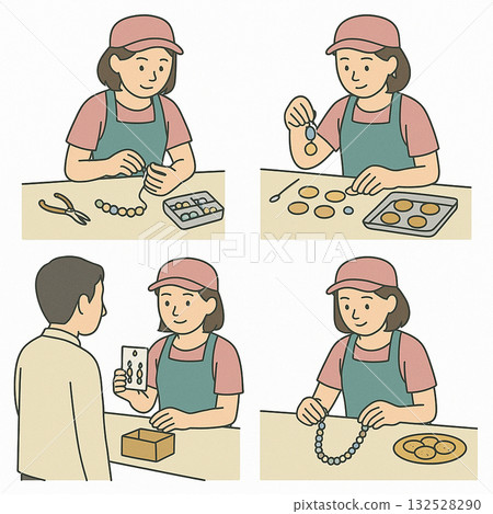 Employment support, vocational training, illustrations of training content such as light work Employment support, vocational training, illustrations of training content such as light work 132528290
