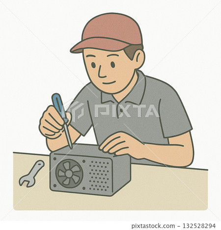 Employment support, vocational training, illustrations of training content such as light work 132528294