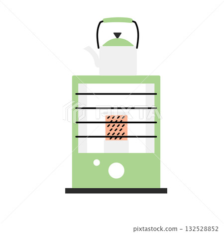 Stock Illustration: Vector illustration of a kerosene stove with a kettle on it 132528852