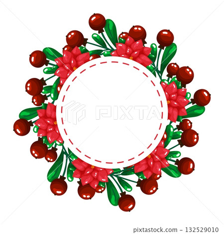 Poinsettia and Berry Holiday Wreath Frame Poinsettia and Berry Holiday Wreath Frame 132529010