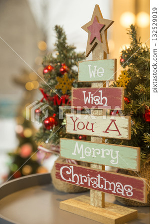 Merry White Christmas and Tree Merry White Christmas and Tree 132529019