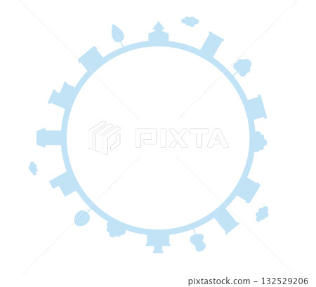 Simple illustration of a building on the earth - vector 132529206