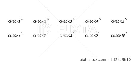 Simple handwritten number set - check mark, no fill 132529610