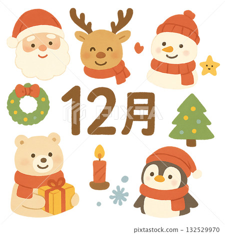 十二月的可愛聖誕插畫 132529970