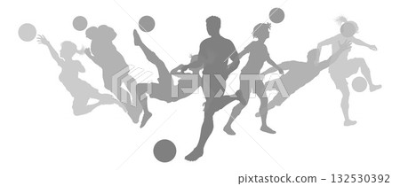 Soccer Football Players Male Female Silhouettes Soccer Football Players Male Female Silhouettes 132530392