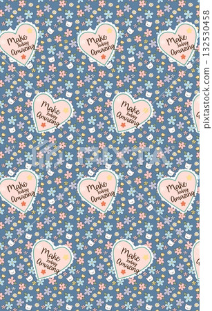 Abstract patterns and beautiful watercolor floral illustrations 132530458