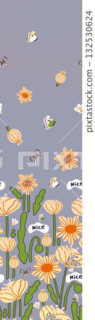 Abstract patterns and beautiful watercolor floral illustrations 132530624