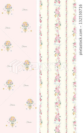 Abstract patterns and beautiful watercolor floral illustrations 132530716